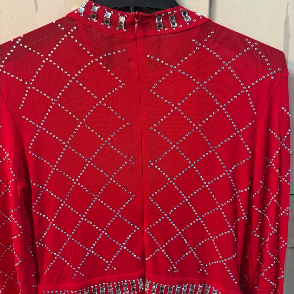 Red Rhinestone Embellished Top